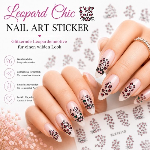 Nail art sticker - 3d, leopard