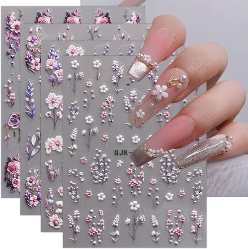 Jmeowio nagelsticker blumen - 3d,