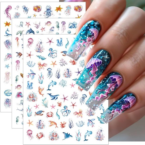 Nagelsticker muschel qualle - 3d,