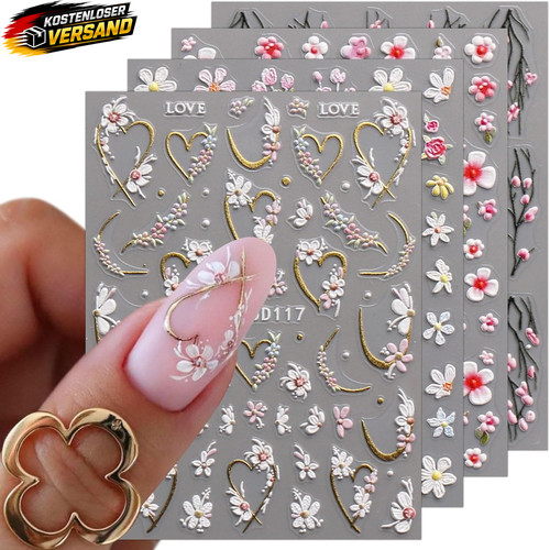 Nagelsticker blumen set - 3d,