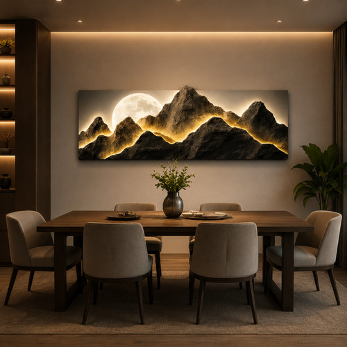 Berg led wandbild 120x40cm - 3d,