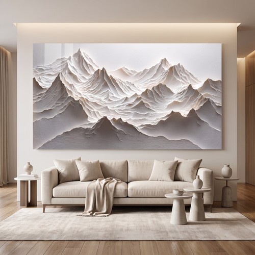 Wandbild berge beige weiß - wandbild,