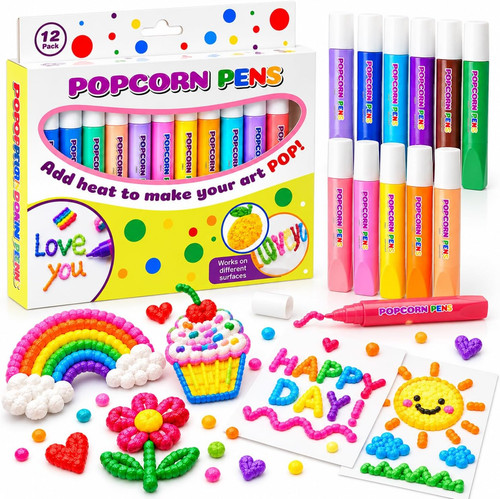 12er pack popcorn pens - popcorn, pens,3d